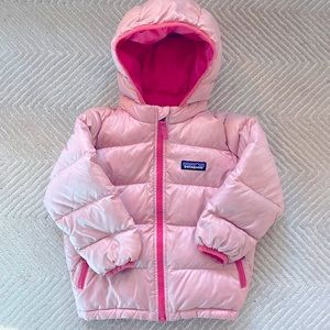 Patagonia Hi-loft Down Sweater Puffer Jacket, Size 2T in light pink